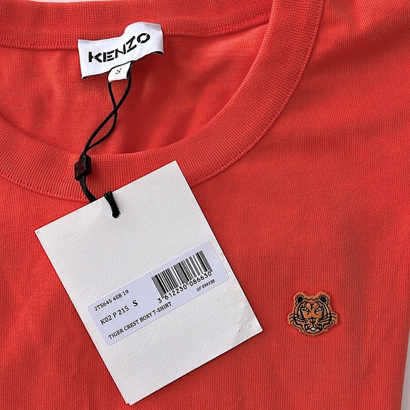 NWT KENZO Tiger Crest Boxy T-Shirt Sunset Orange Size S $245 - Picture 3 of 5